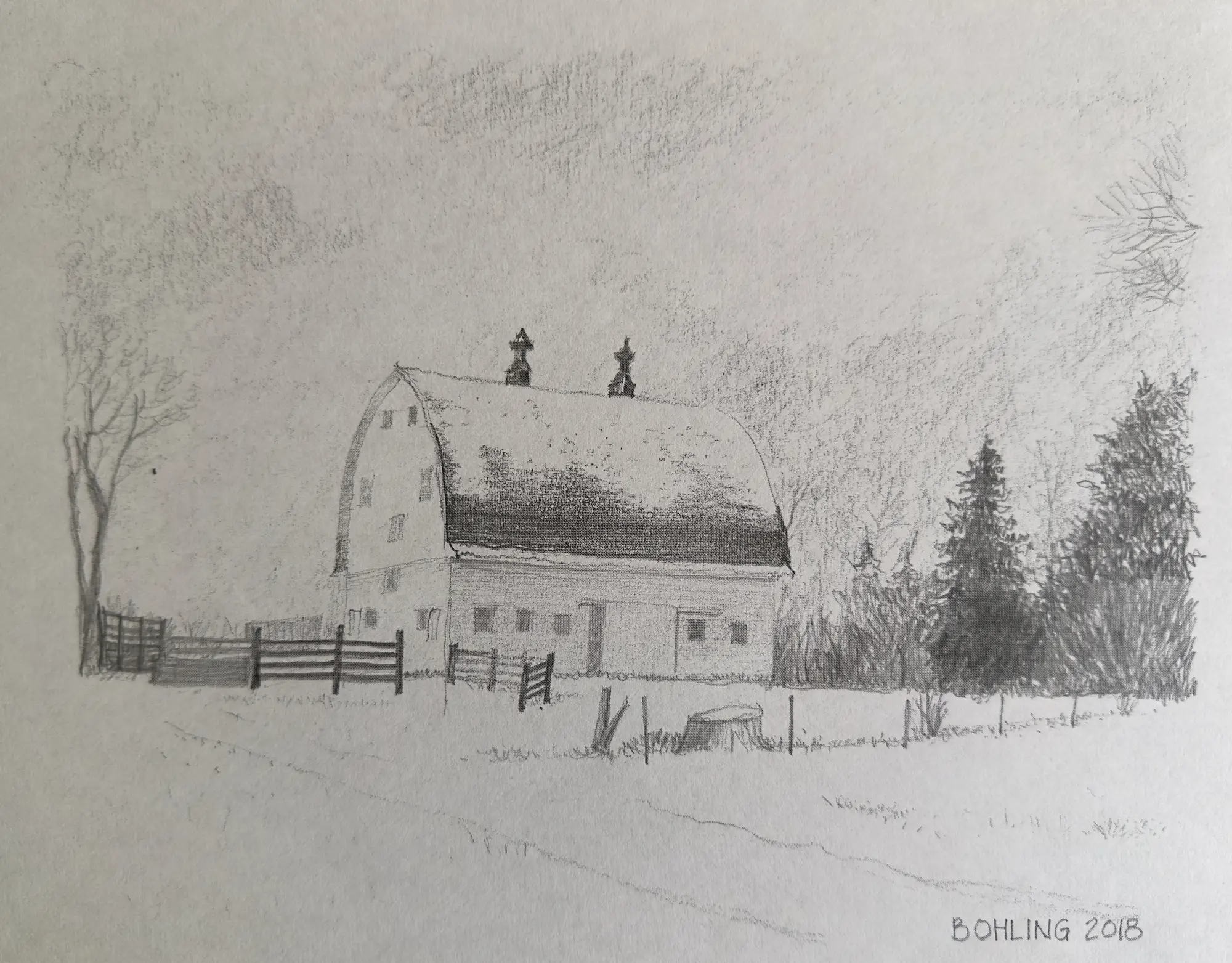 Snow Dusting on Hafner Barn    2018