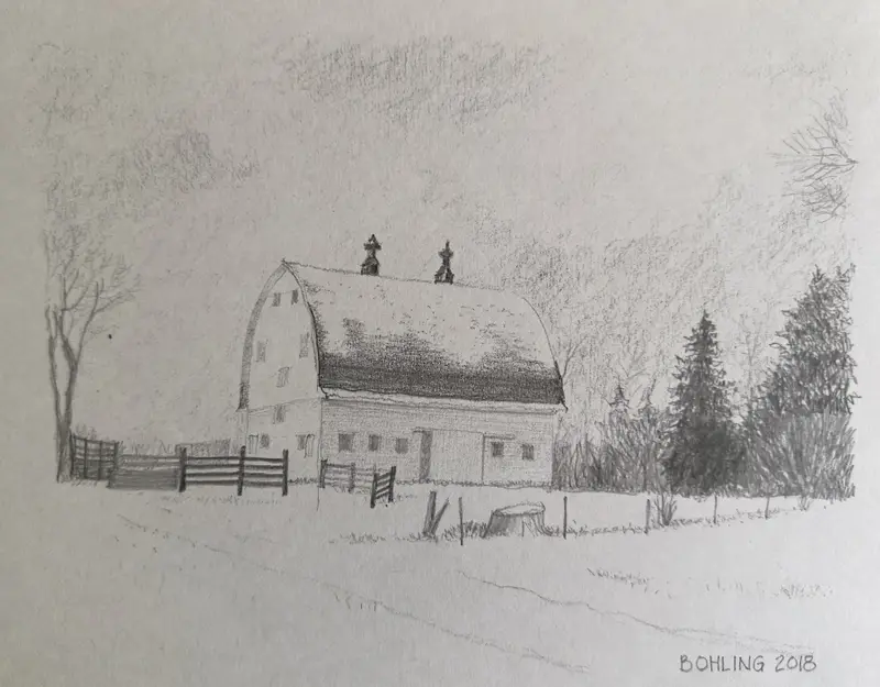 Snow Dusting on Hafner Barn    2018